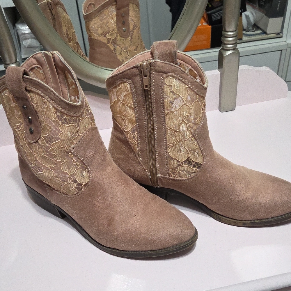 Sugar Tan Lace Ankle Booties